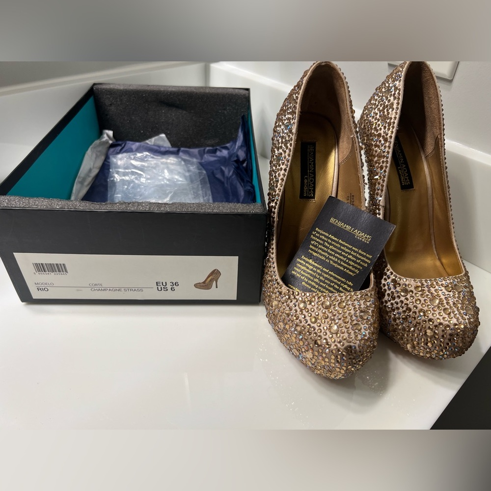 Benjamin Adams Modelo Rio Champagne Strass Shoes - Picture 2 of 5